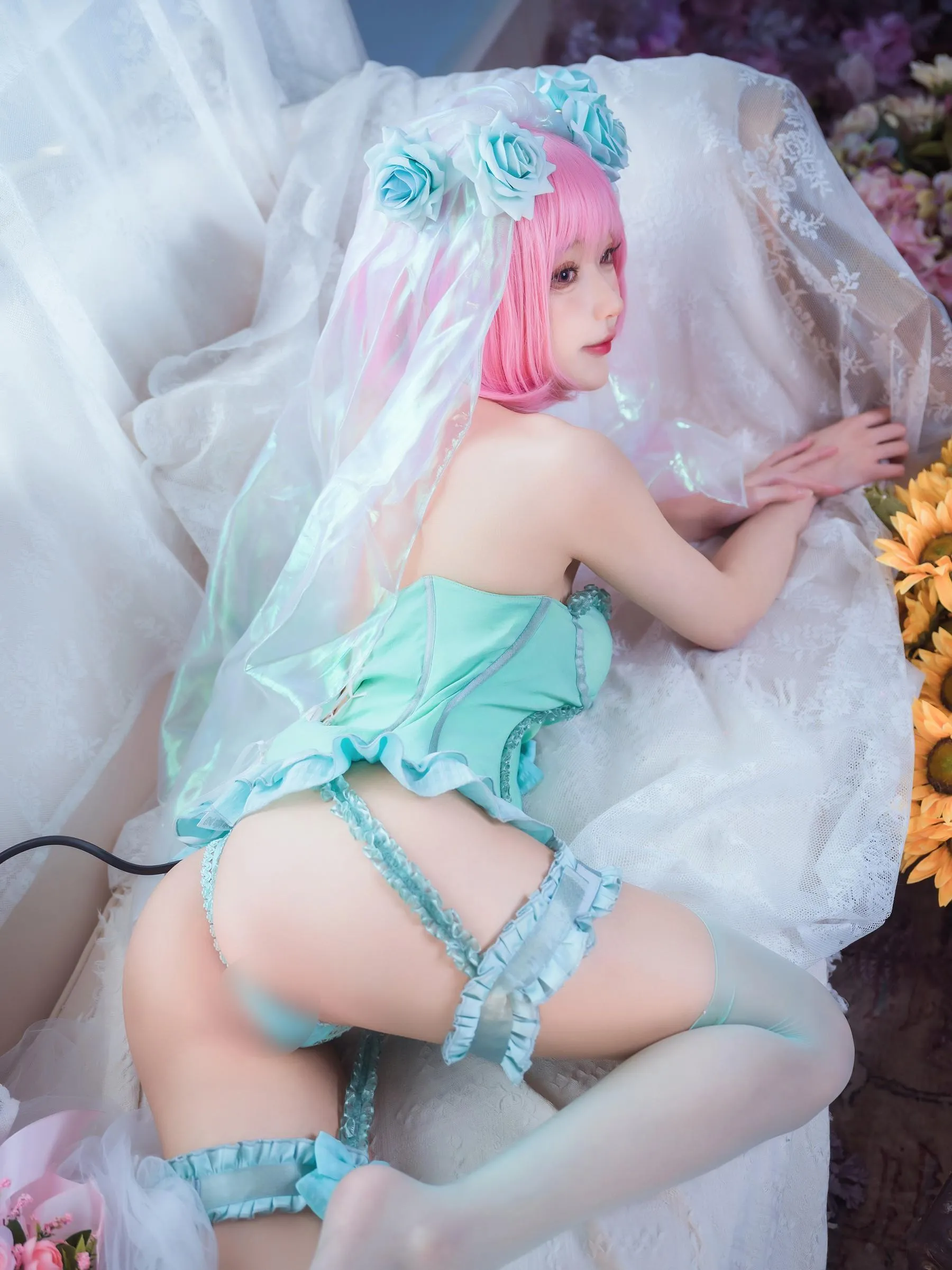 阿包也是兔娘 – NO.81 梦梦 婚纱内衣 [34P]插图2